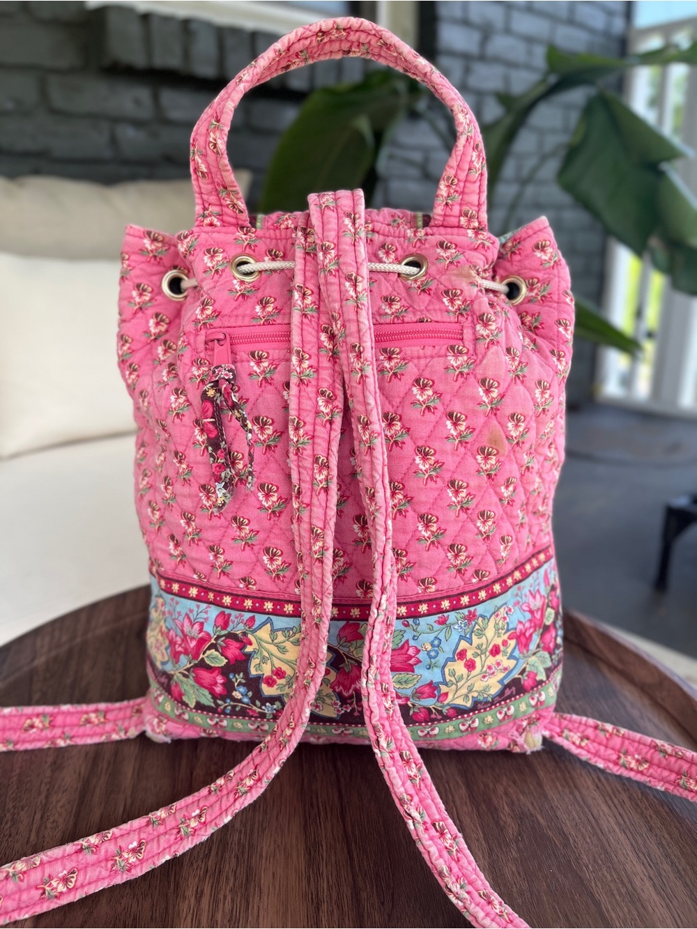 •SOLD• Vera Bradley Pink Pansy Backpack - Picture 4 of 9